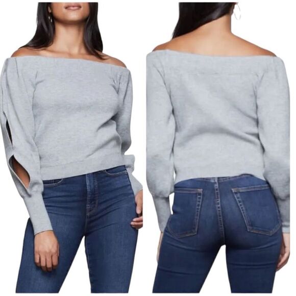 Good American Off Shoulder Sweatshirt Top - Picture 5 of 7